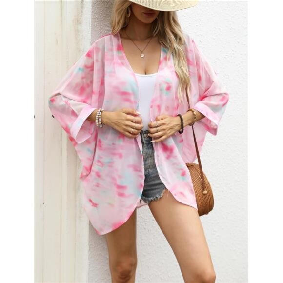 Kimono Cardigan Cape 3/4 Bat Sleeve - Picture 3 of 7